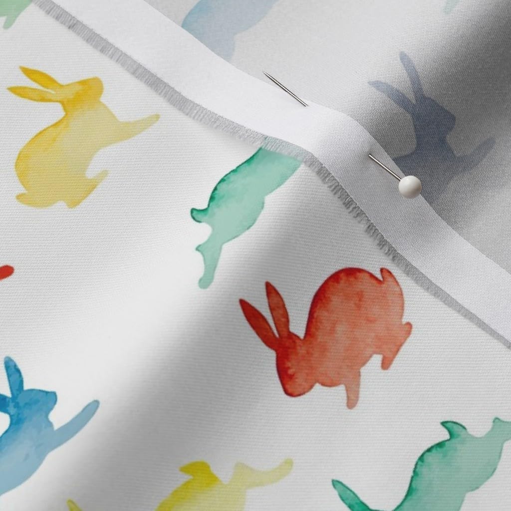 Spoonflower Fabric - Colorful Bunnies Bunny Easter Gender Neutral Kids Spring Rainbow Printed on Organic Cotton Sateen Fabric by The Yard - Sewing Quilting Apparel Home Decor