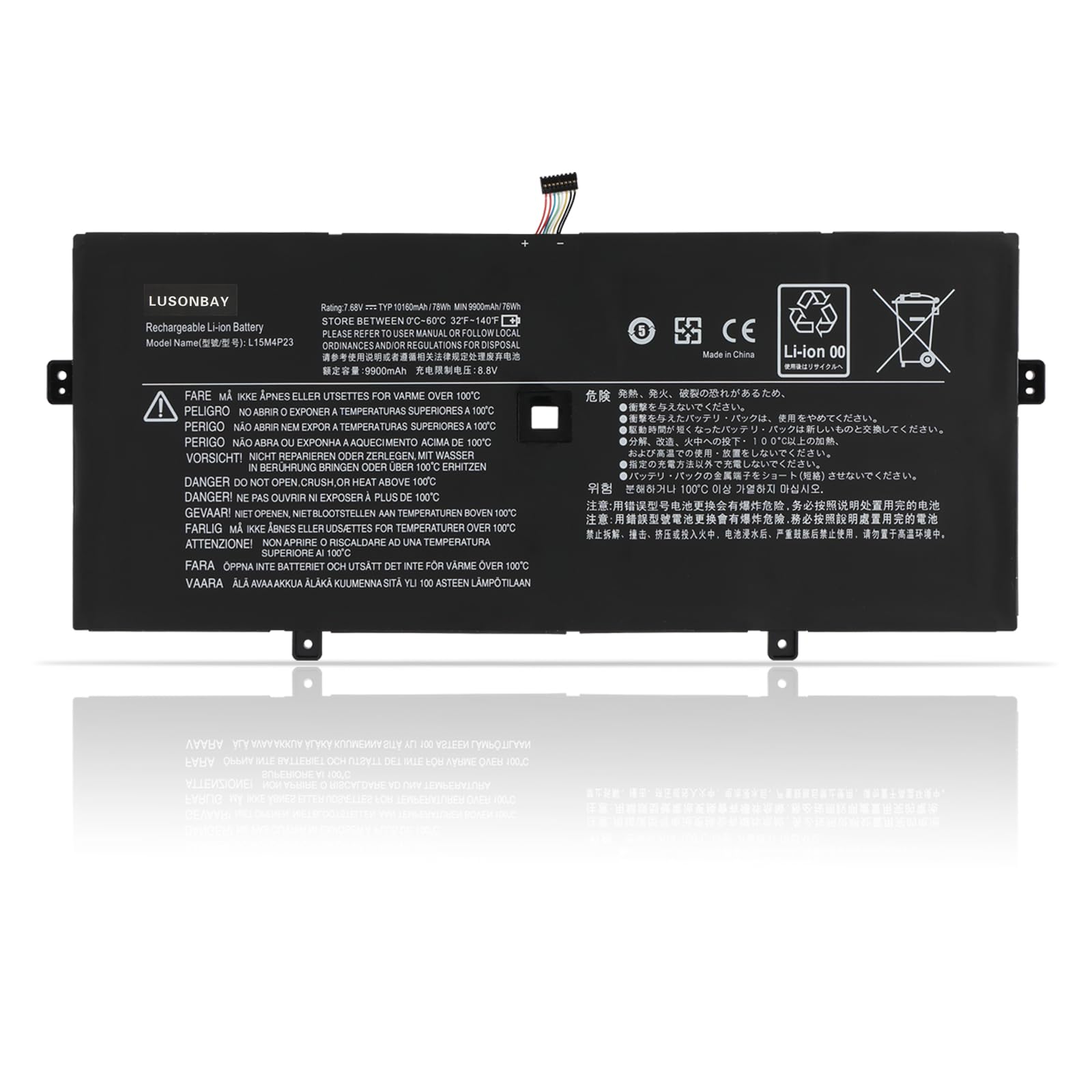 L15M4P23 Laptop Battery Replacement for Lenovo Ideapad Yoga 910-13IKB Glass 80VG 80VF Yoga 5 Pro Series Notebook New Battery for L15M4P21 L15C4P22 L15C4P21 5B10L22508 7.68V/78Wh