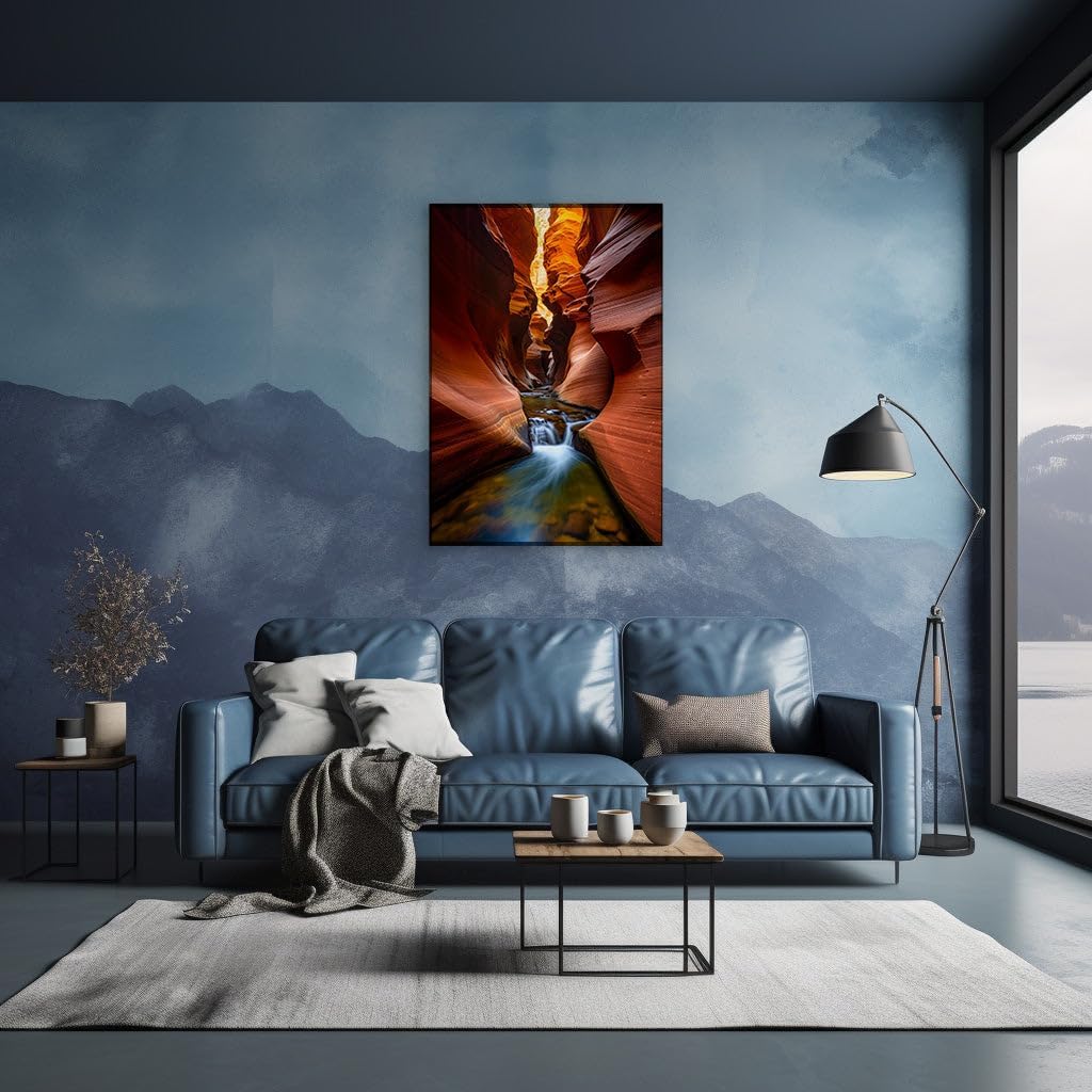 Canvas for Living room. Ethereal Whispers of Light in the Red Sandstone Slot Canyon, 27 x 18 inch Canvas Wall Art - Modern Home Decor