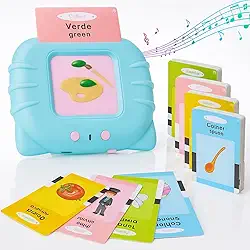 Brinquedo Educativo Bilíngue Educartões Azul Fala Português Inglês Flash Cards 224 Palavras Cartões e Sons Para Crianças