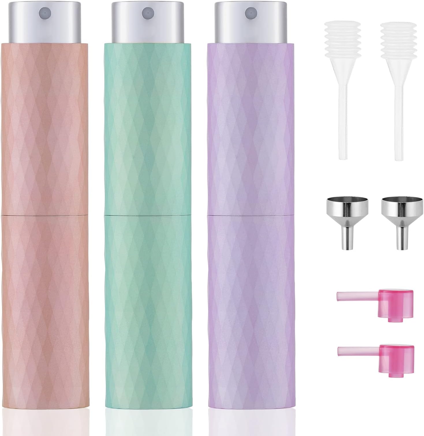 Tekson 8ML Perfume Atomizer Travel (3 PCS), Refillable Cologne Containers, Dispenser Spray Empty Bottle for Mini Sprayer Size