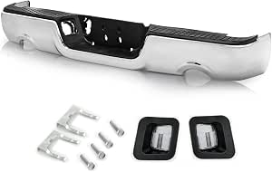 Rear Bumper Face Bar For 2009-2018 RAM 1500 - Black With Sensor Holes & Dual Exhaust Cutouts