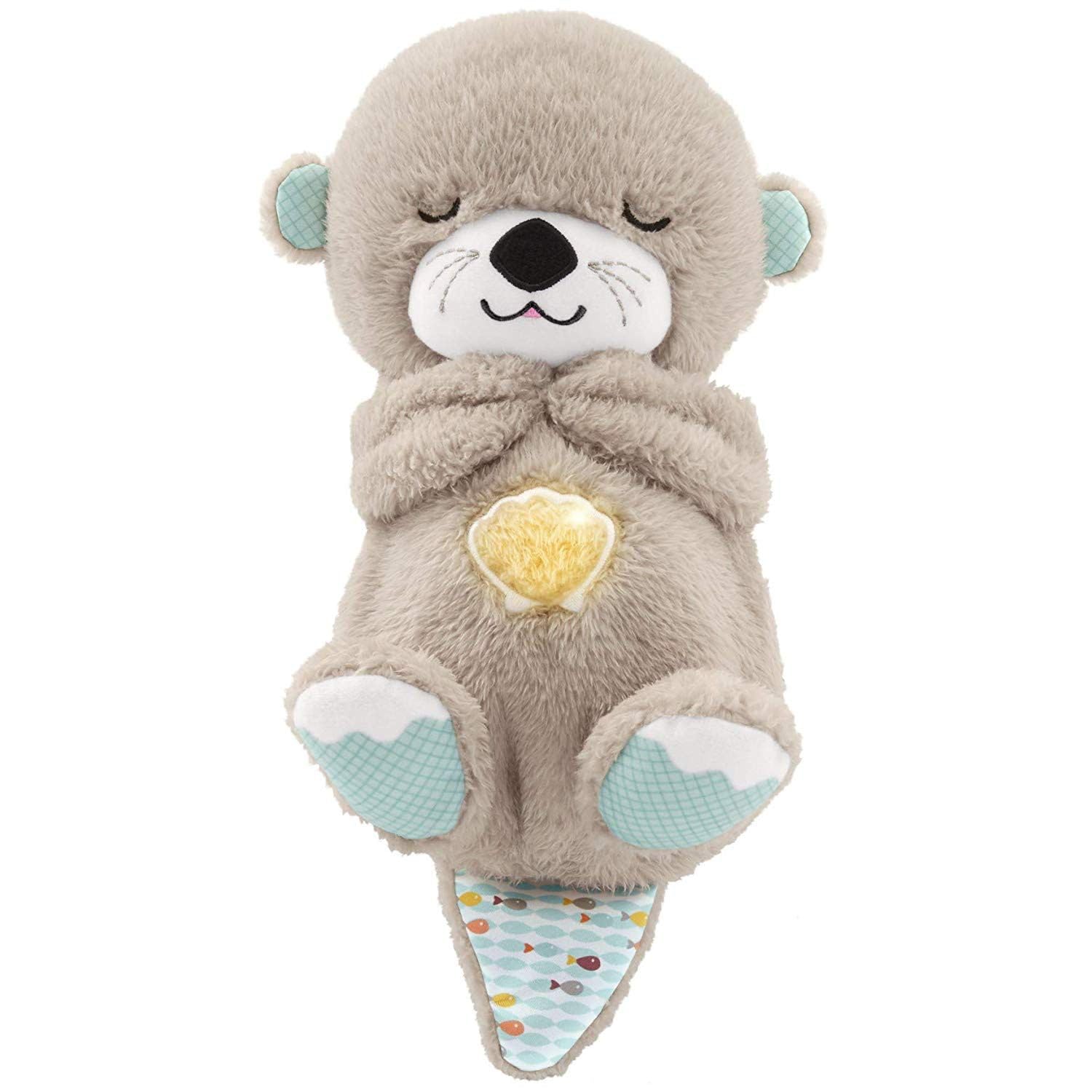Fisher-Price Baby Toy Soothe 'n Snuggle Otter Portable Plush Sound Machine with Music Lights & Breathing Motion for Newborns 0+ Months