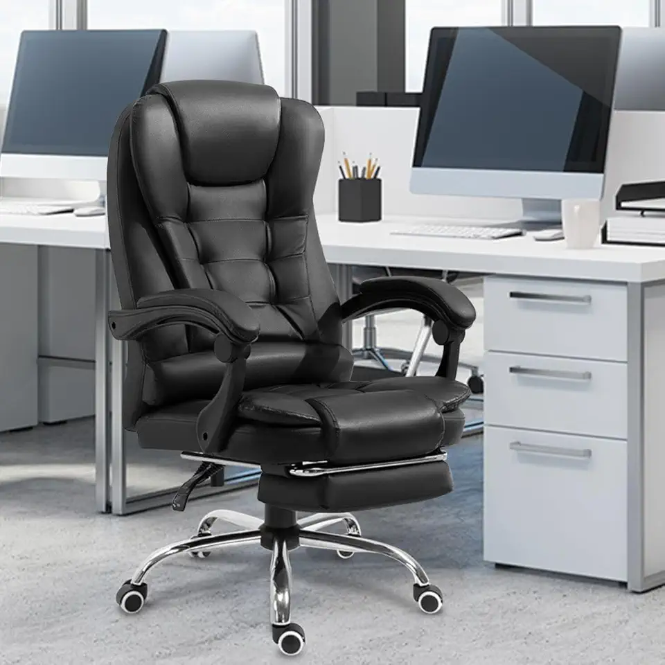 Cadeira Executiva Ergonômica para Escritório/Home Office – Encosto Reclinável 90°-150°, Apoio Para os Pés Retrátil, Suporte Lombar, Capacidade até 150 kg – Cor Preto - Premium FT Store