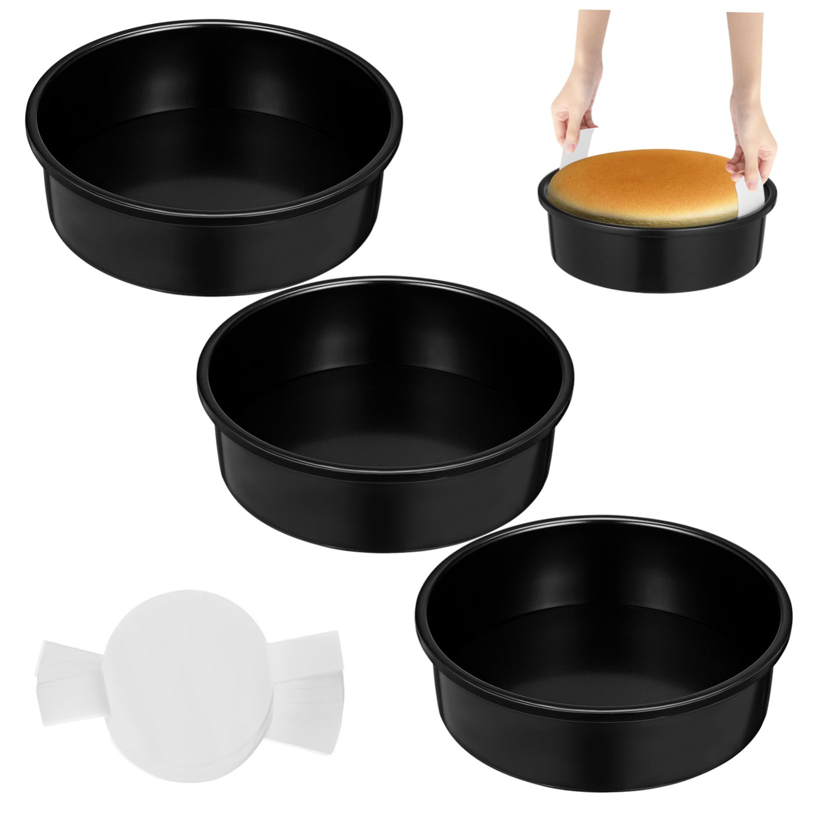 Gatuida 3pezzi Teglie Per Torte Rotonde Antiaderenti Da Forno in Acciaio Al Carbonio Teglie Circolari Per Dolci Con Da Forno Versatili Per