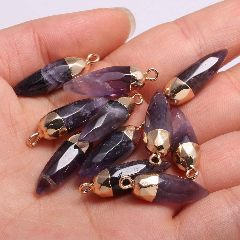 5pcs Gemstone Quartz Pendant，Natural Quartz Necklace Pendant for DIY Jewelry Making Necklace Bracelet - Image 4