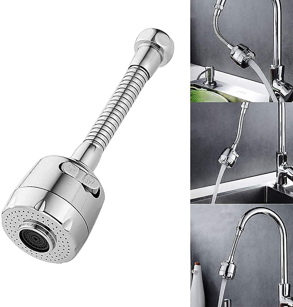 Evilia Ecom Stainless Steel Flexible Rotating Water Saving Faucet Flexible Tap Extension for Kitchen Sink