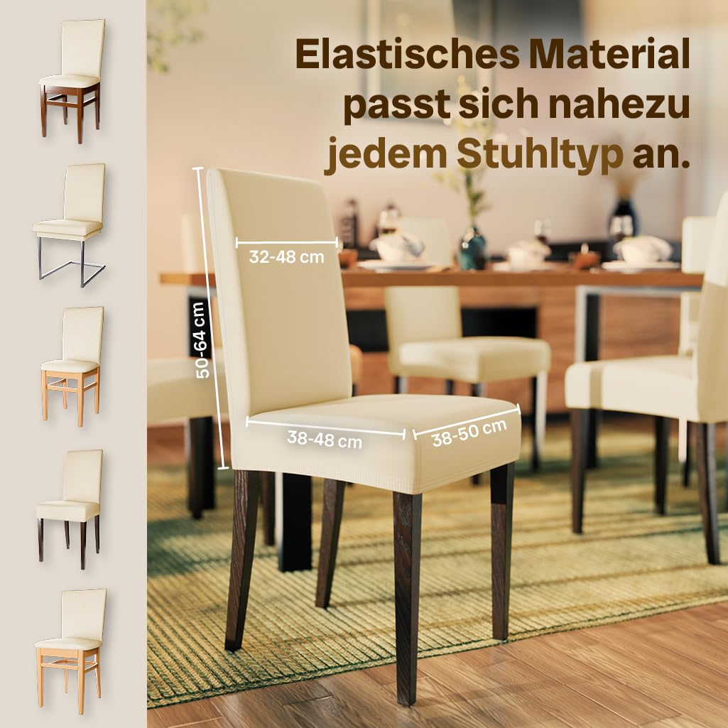 Staboos Stuhlhussen 2er Set - Hohe Elastizität - Stuhlbezug 2er Set - ÖKO TEX Zertifiziert (Creme)