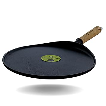 TRILONIUM Cast Iron Dosa Tawa | Triple Seasoned | 11 inches | WHT11 | Weighs 2.2 Kgs | Induction Compatible