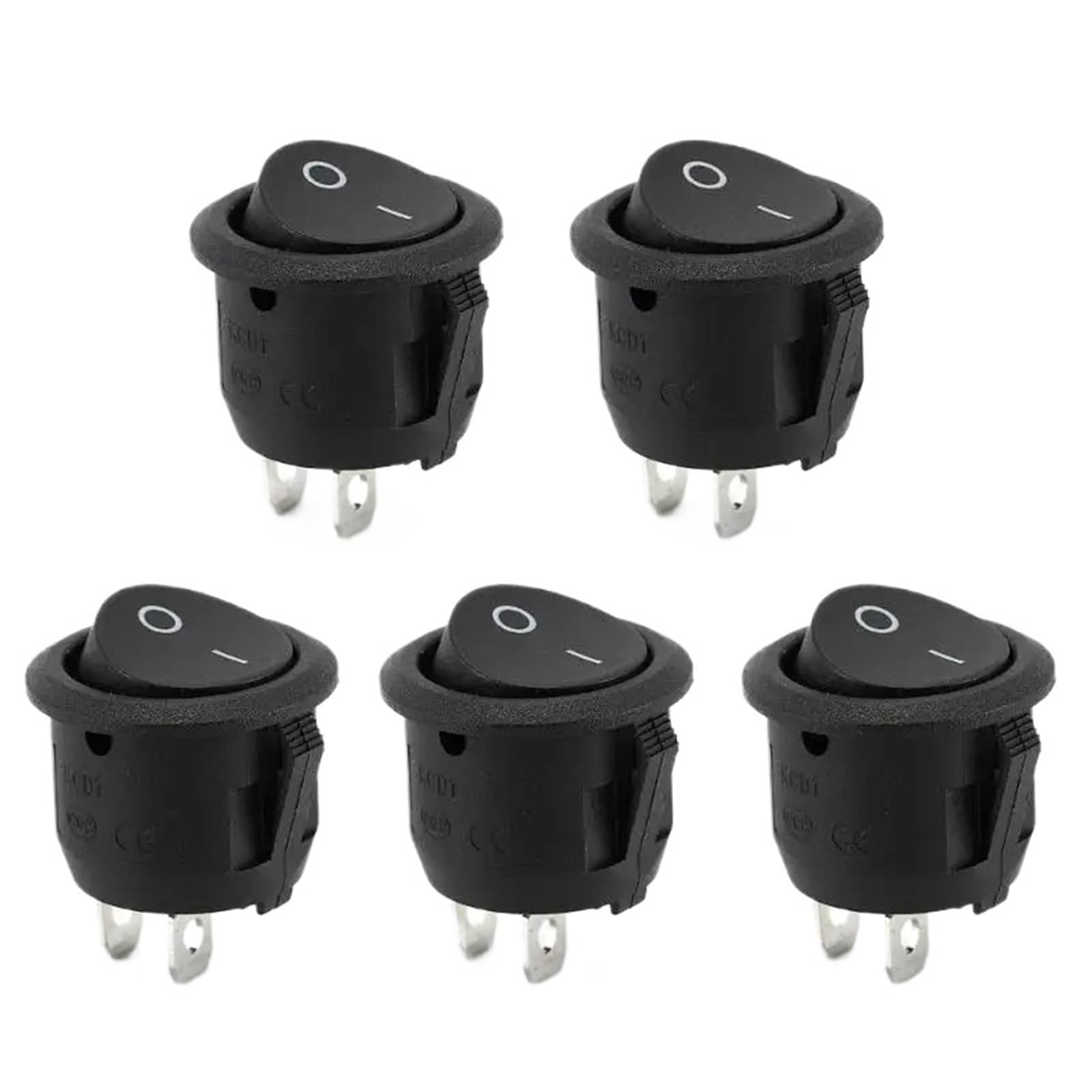 5Pcs 2 Pin 2 Positions Round Switches Power Button Switches Enduring T4MC(Red)