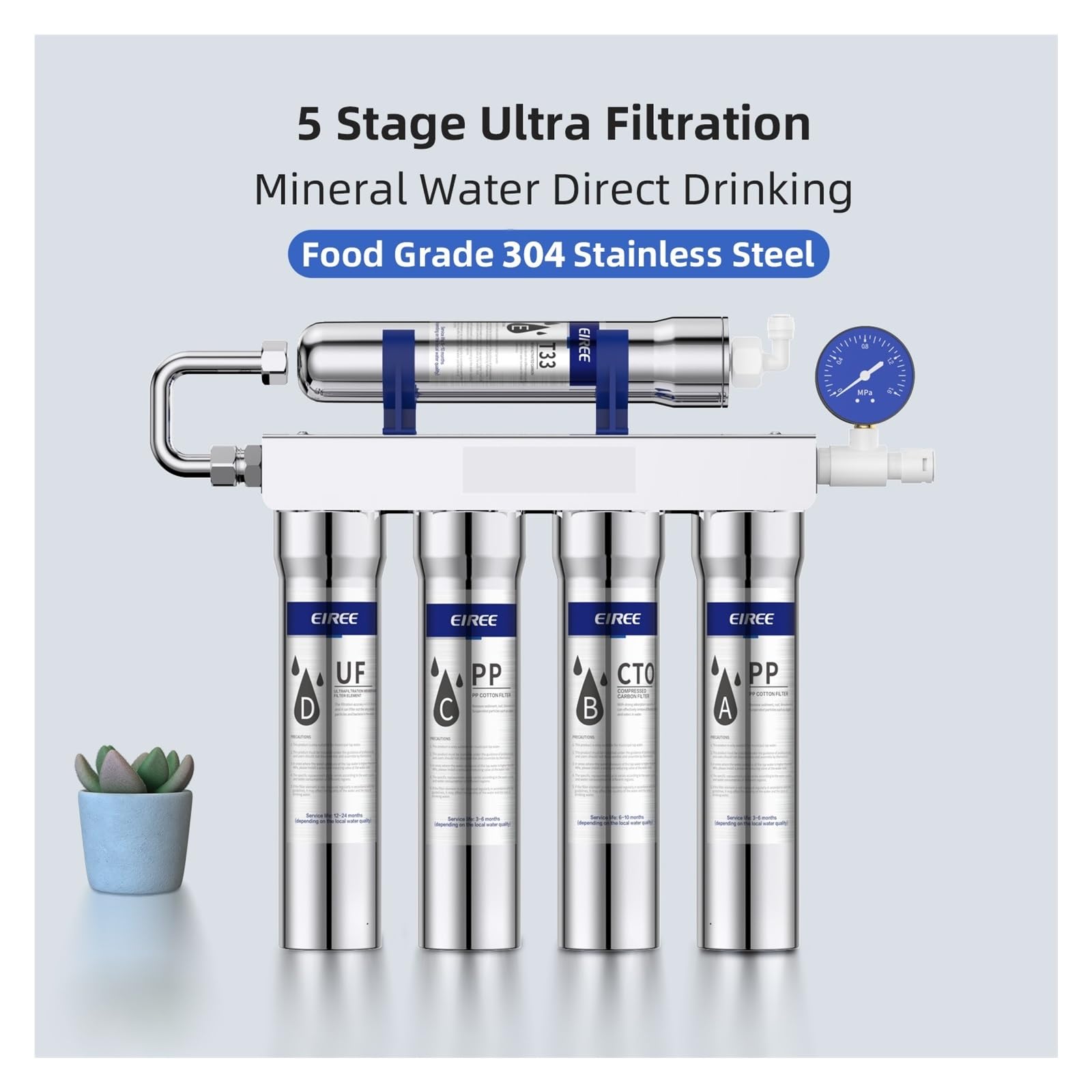 Purificador de agua UF for el hogar, filtro ultrafiltración, sistema acero inoxidable