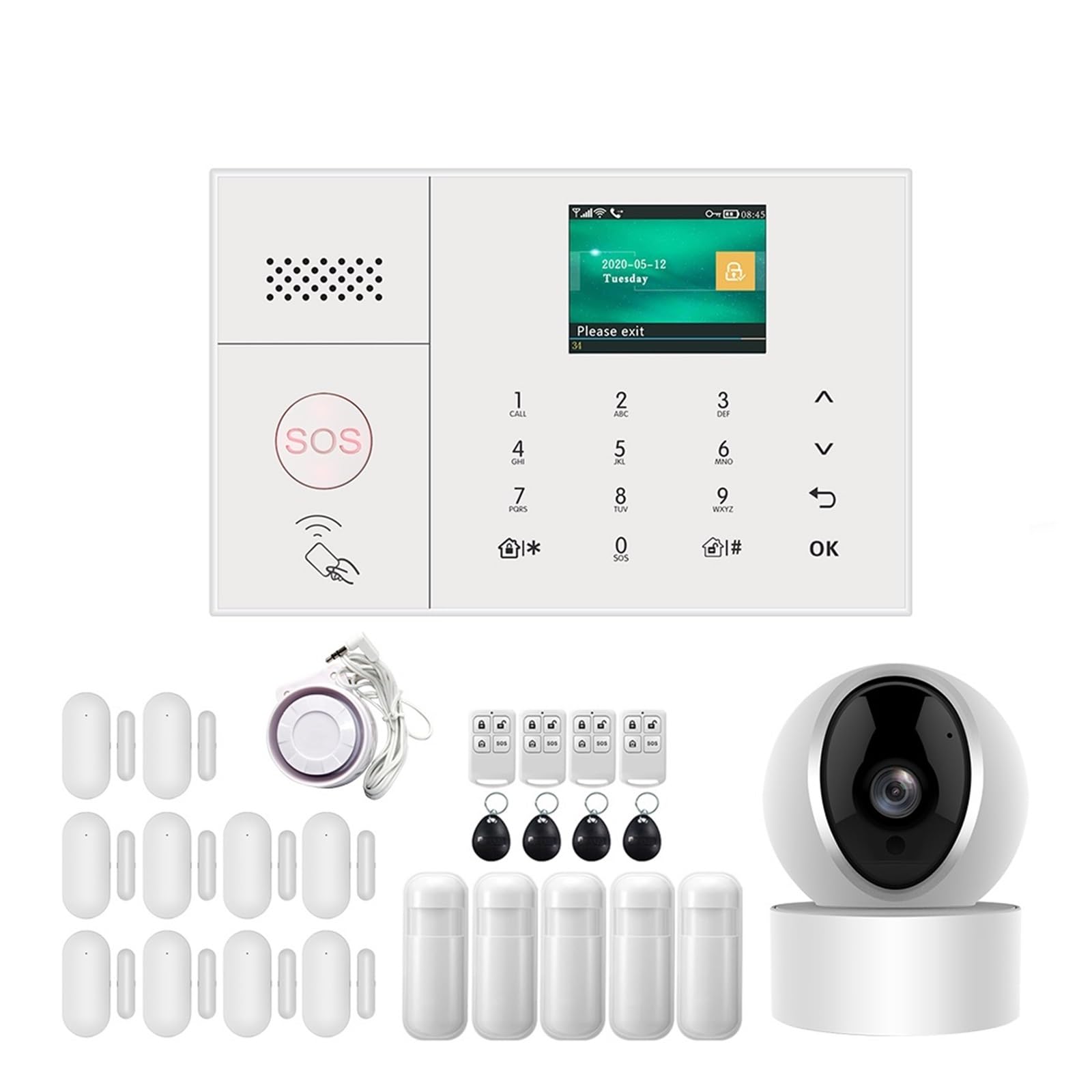 Sistema de Alarma para Casa, Alarma inteligente inalámbrica en casa GSM seguridad del hogar con Sensor Detector de movimiento de alarma antirrobo,para el hogar(Set 13)