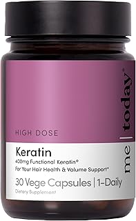 High-Dose Keratin 400mg Supplement - Hair Growth Support Capsules - KeraGEN-IV Functional Keratin for Hair Strength & Volume - 30 Servings
