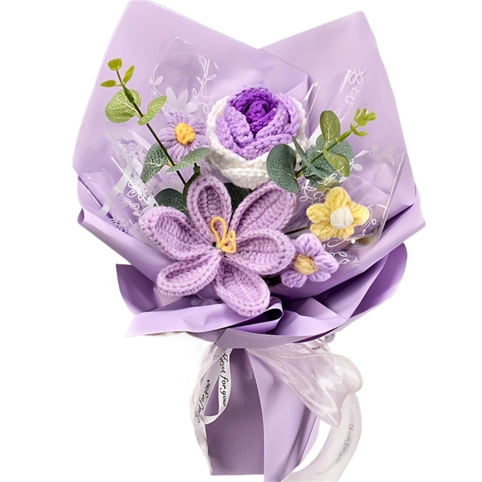 ZHSOAO Handmade Crochet Flower Bouquet, Knitted Tulip Flowers For Birthday, Christmas for Weddings Birthdays(Color1)
