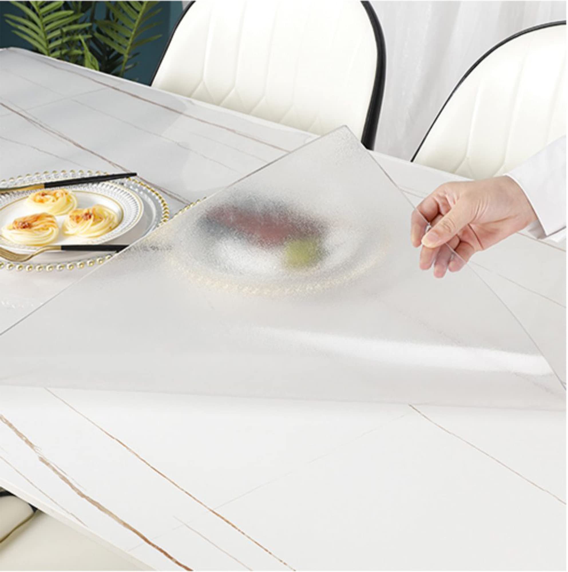 Sous-main de bureau imperméable transparent en PVC antidérapant avec bords arrondis, protection de table résistante à la chaleur, 1,0 mm pour ordinateur portable bureau/maison, 150 x 60 cm, givré