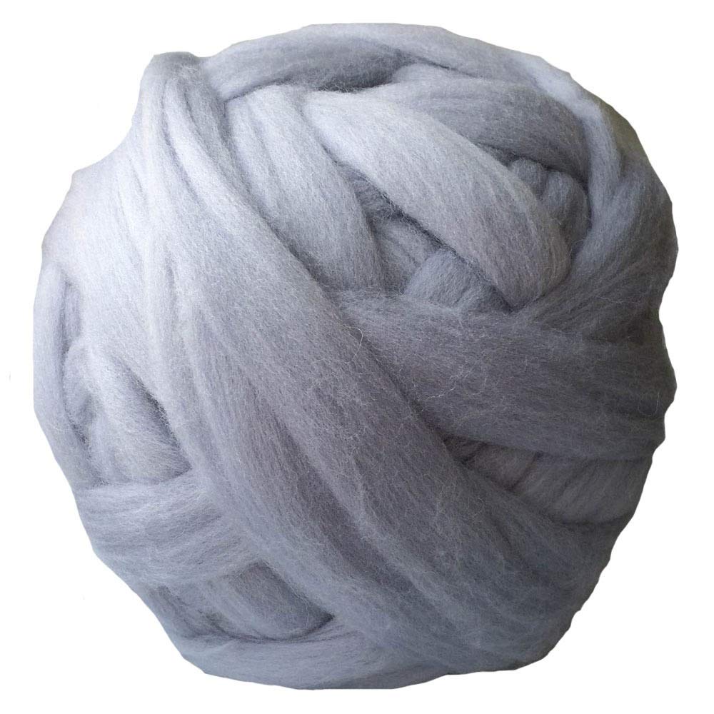 Dicke Wolle Zum Häkeln 1000g / pcs Super Chunky Garn Riesige Roving Spinning für Arm Strickdecken Blitzer Tuch(Light Grey)