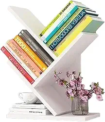 DC'art Estante para Livros em Formato de Ziguezague, 1 Prateleira, Branca, Moderno e Minimalista, Prateleira de Canto