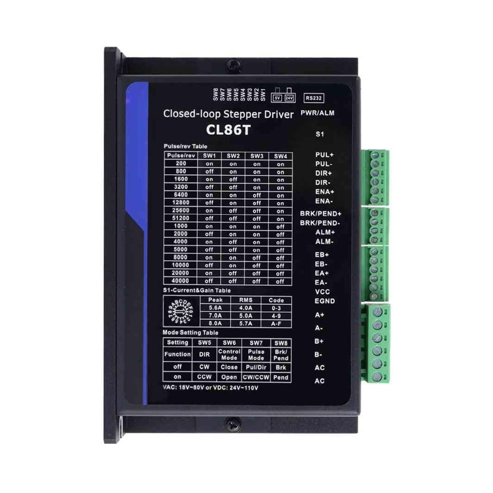 Kit de Moteur Pas à Pas Nema 34 en Boucle fermée, série TS, 12nm, 1, câbles d'extension de 1.7m