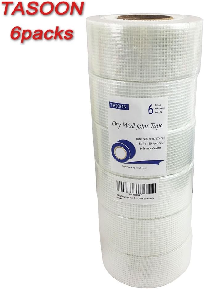 Drywall Joint Tape White Self Adhesive,1.78 Inch X 150 Feet 6 Rolls, TASOON