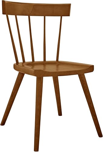 Miniatura 4 de Modway Sutter - Silla de comedor moderna de madera de granja, color nogal, juego de 2
