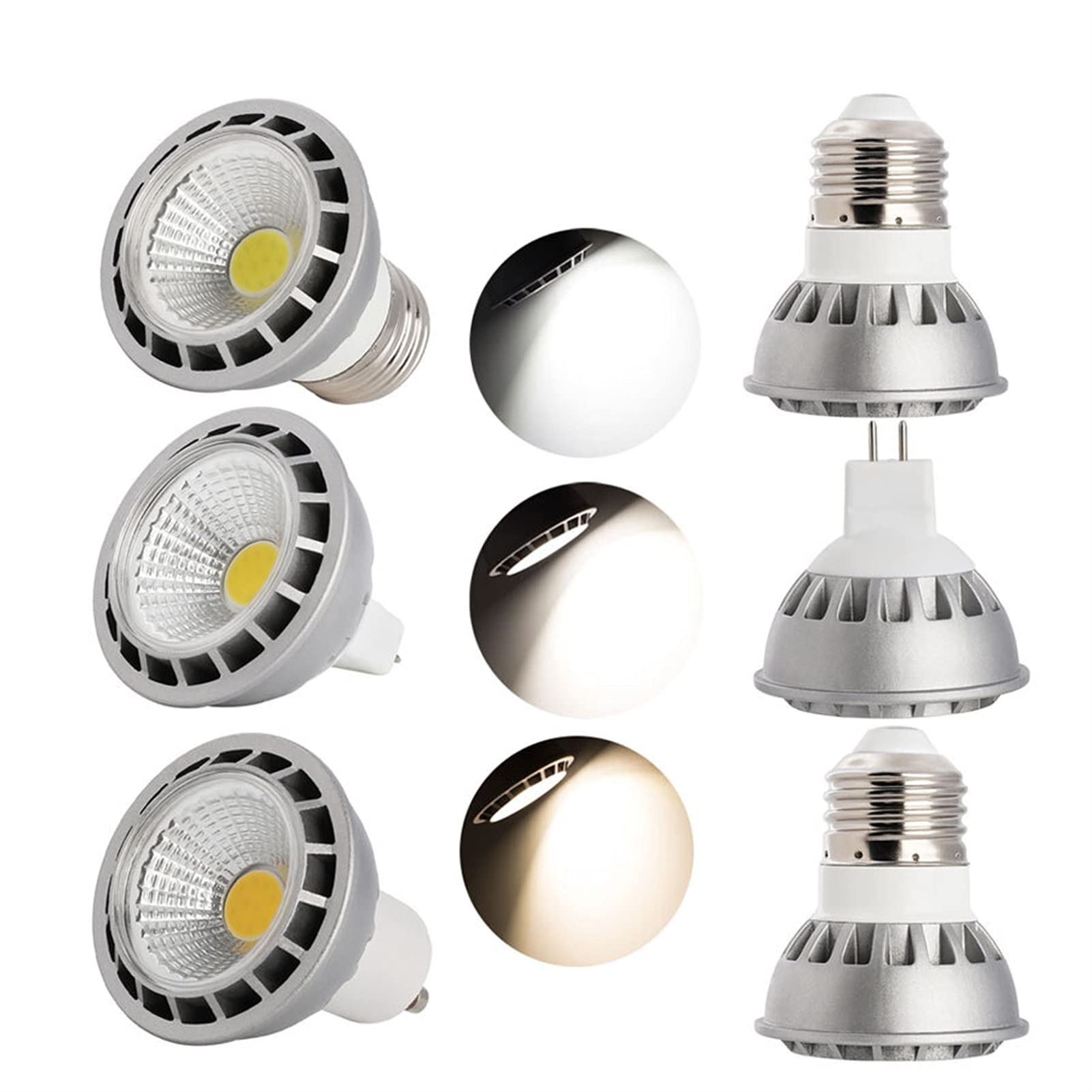 5 sztuk/partia LED COB Reflektor E27 GU10 MR16 ciepła zimna biel ściemnialna żarówka punktowa 5 W Ultra jasna lampa DC 12 V 110 V 220 V lub 85-265 V (kolor: ciepła biel, rozmiar: E27 5 W ściemniacz 110 V) )