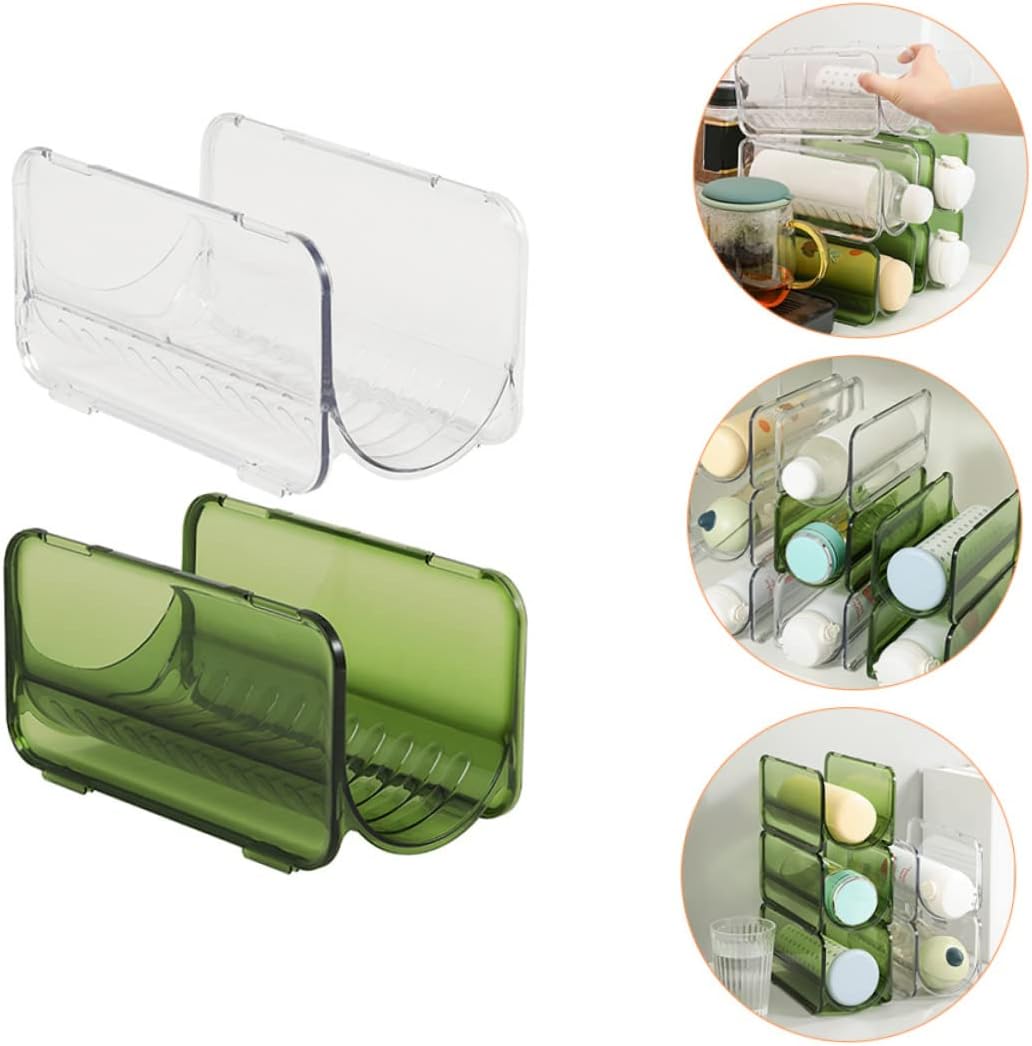 Zerodeko 8pcs Stackable Water Bottle Organizer Multi Transparent Cup Rack for Kitchen Fridge Pantry for Efficient Storage and Easy Access