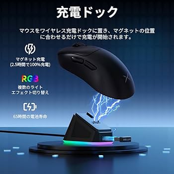 Amazon | DELUX M500PRO ゲーミングマウス 無線、58.5g軽量