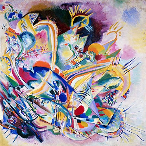 Toile Kandinsky abstraite pour grand mur de salon design contemporain chic 93 x 93 cm