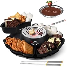 Indoor Marshmallow Roast & Chocolate Fondue 2 in 1 Electric Pot Stainless Steel Mini Hot Pot Family Party Gift Safe Cord Black