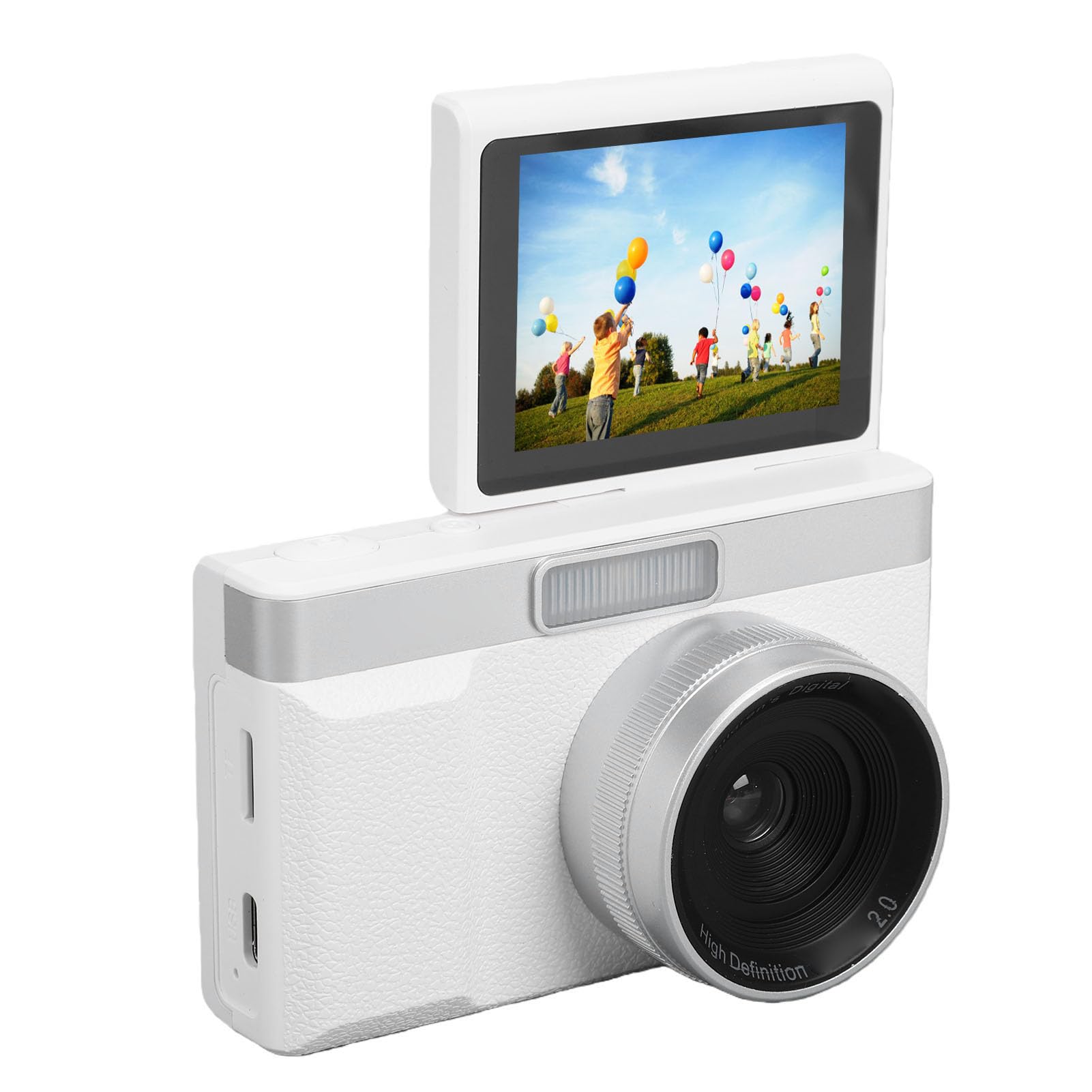 Digital Camera, 48MP 1080P HD Retro Camera with 180 Degree Flip Screen, Fill Light, 5X Zoom Anti Shake for Photography and Vlog Recording (White)-image-31
