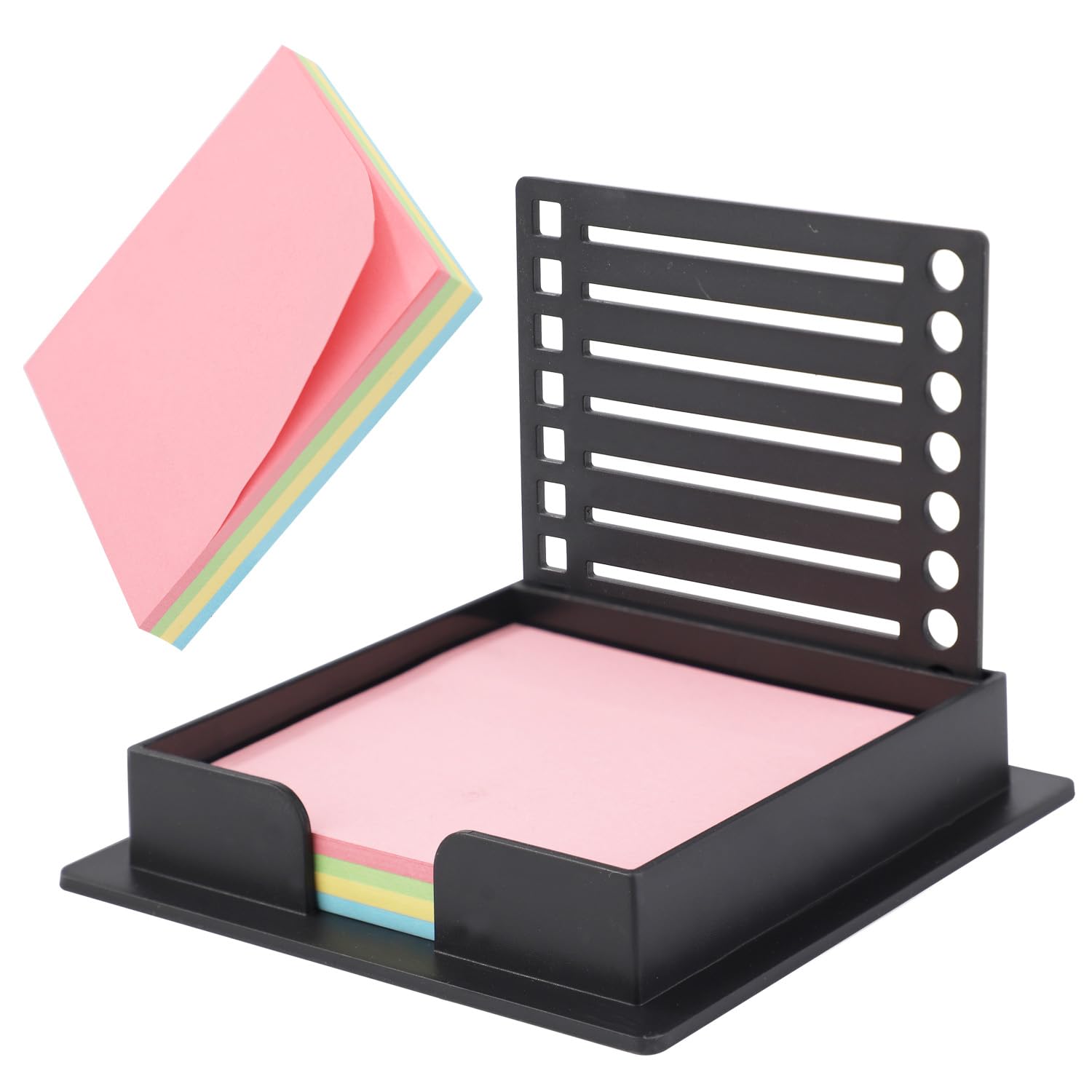 Postit Dispenser With Sticky Note Stencil,for 3x3 Inch Self-Sticky Notepad Maker Note Holder Clip Template 1 Note Dispenser 5 Note Template Black