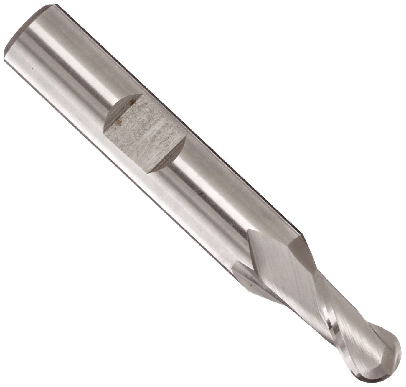 Melin Tool A-B Cobalt Steel Ball Nose End Mill, Weldon Shank, Uncoated (Bright) Finish, 30 Deg Helix, 2 Flutes, 3.5000