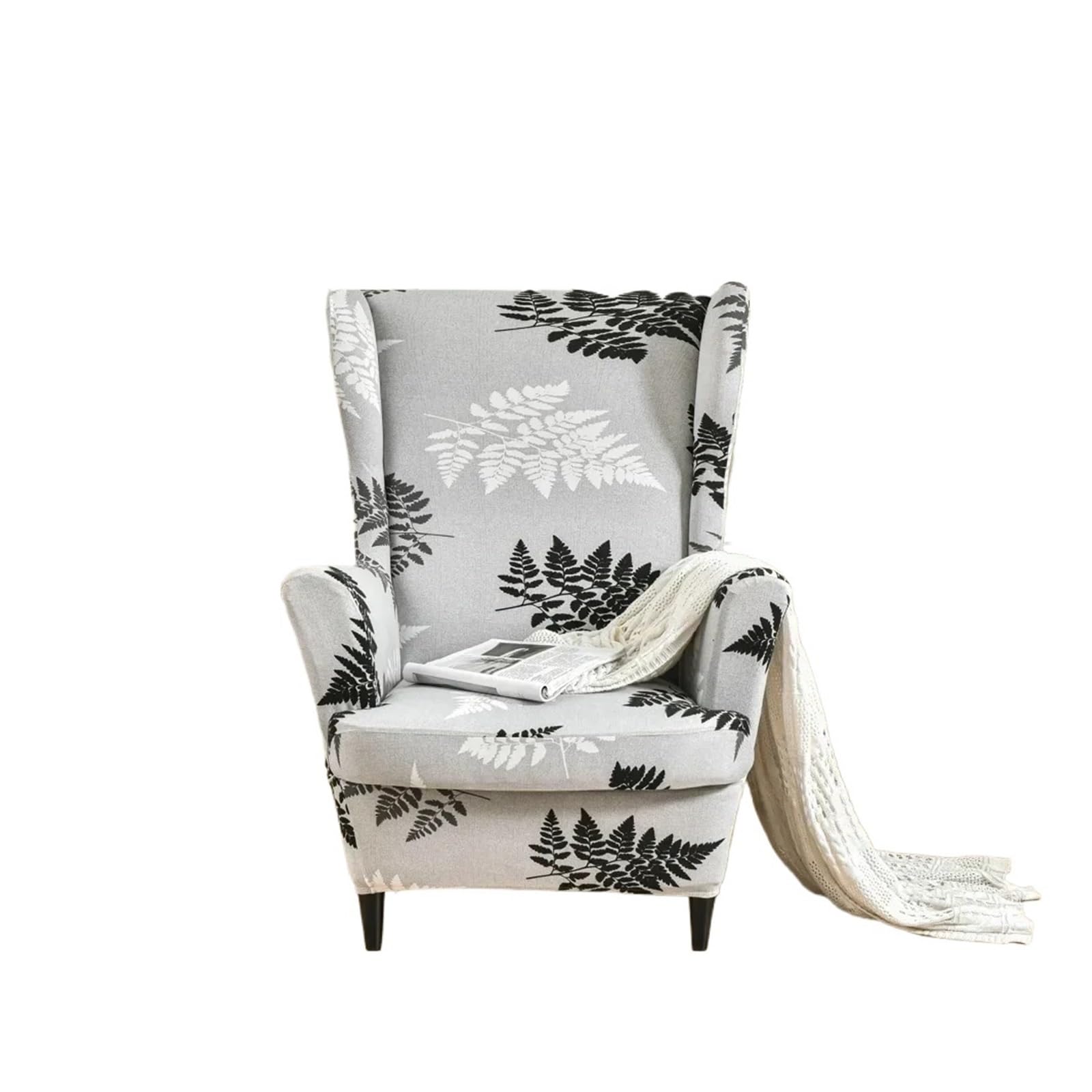 GCYEIDMA Wing Chair Slipcover Flower Wing Chair Cover Stretch Armchair Covers Removable Relax Sofa Slipcovers(Style-21)