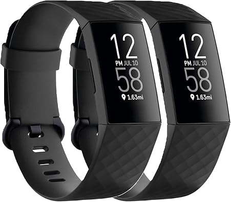 Replacement Bands Compatible with Fitbit Charge 4 / Fitbit Charge 3 Bands for Women Men, Silicone Fitness Sport Wristbands for Women Men Small Large 2 Pack