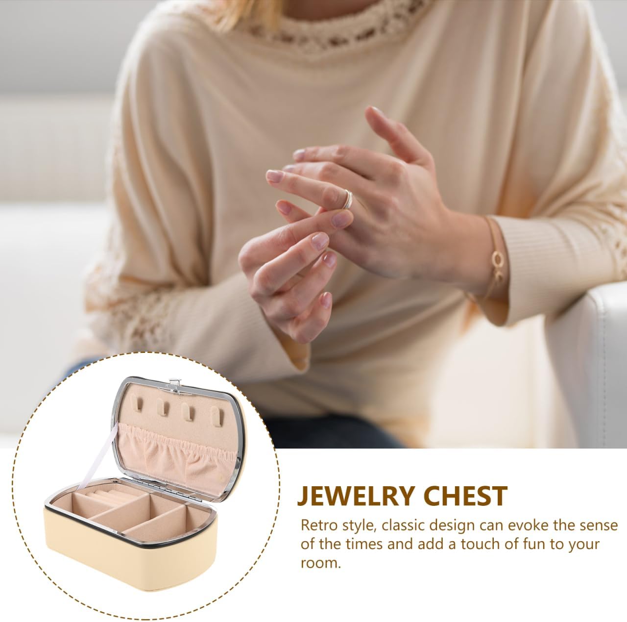 FRCOLOR Travel Jewelry Box Small Pu Leather Organizer with Multiple Compartments for Necklaces Rings Earrings Compact Portable Jewelry Case for Women