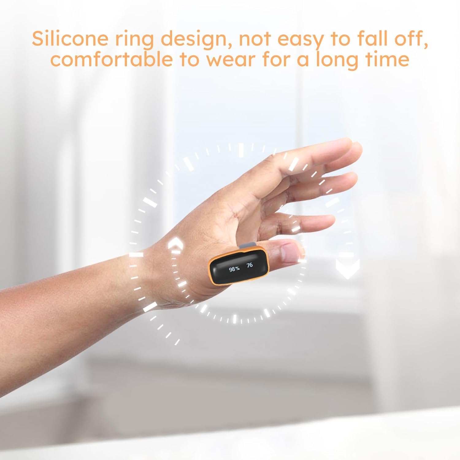 Viatom WearO2 Pulsoximeter, wiederaufladbares Fingeroximeter, Fingerring-Oximeter mit Bluetooth APP und Vibration, Schlafüberwachung, APP Kompatibel für iOS, Android, 16 Stunden Akkulaufzeit
