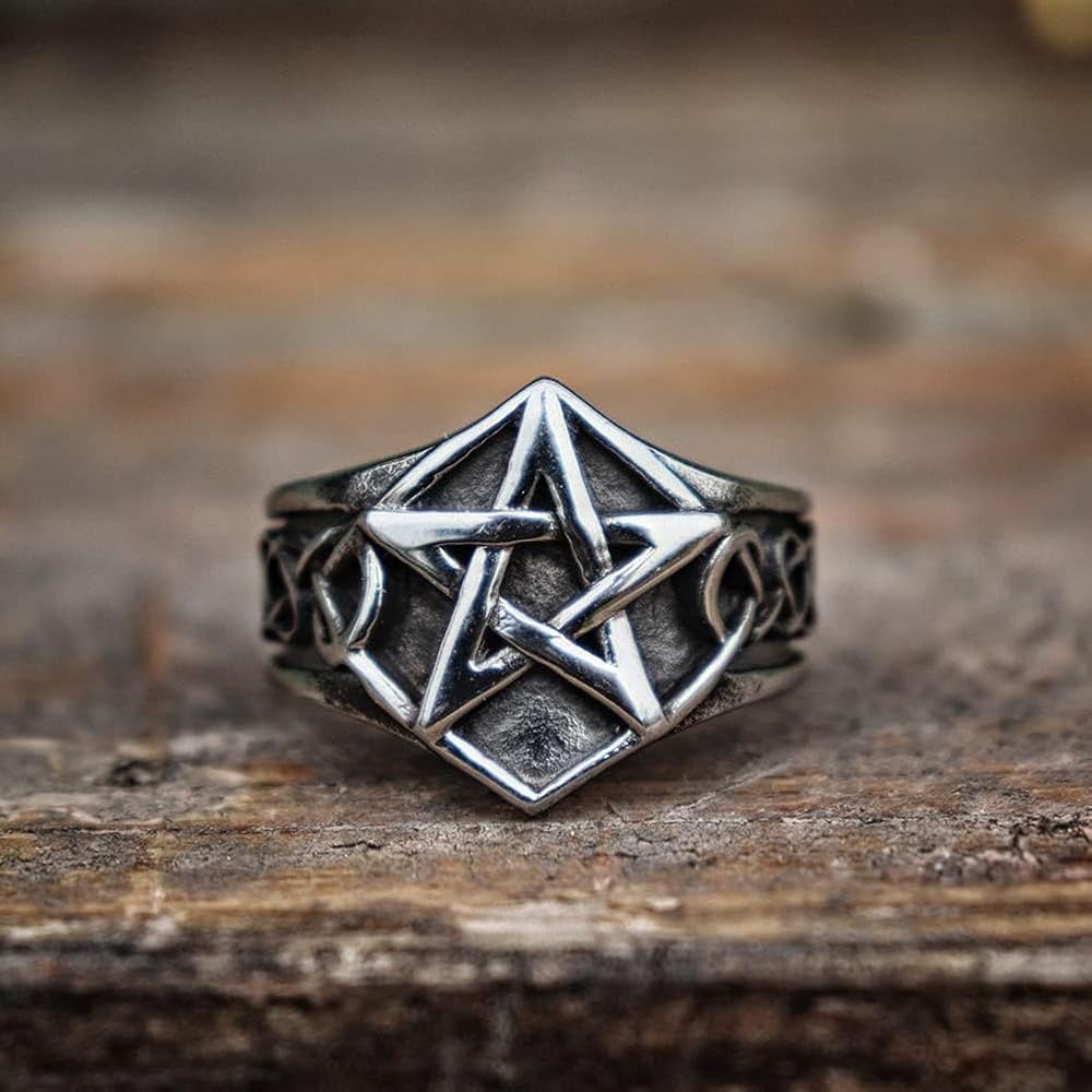 Celtics Nodo Gotico In Acciaio Inox Pentagramma Stella - Foto 12