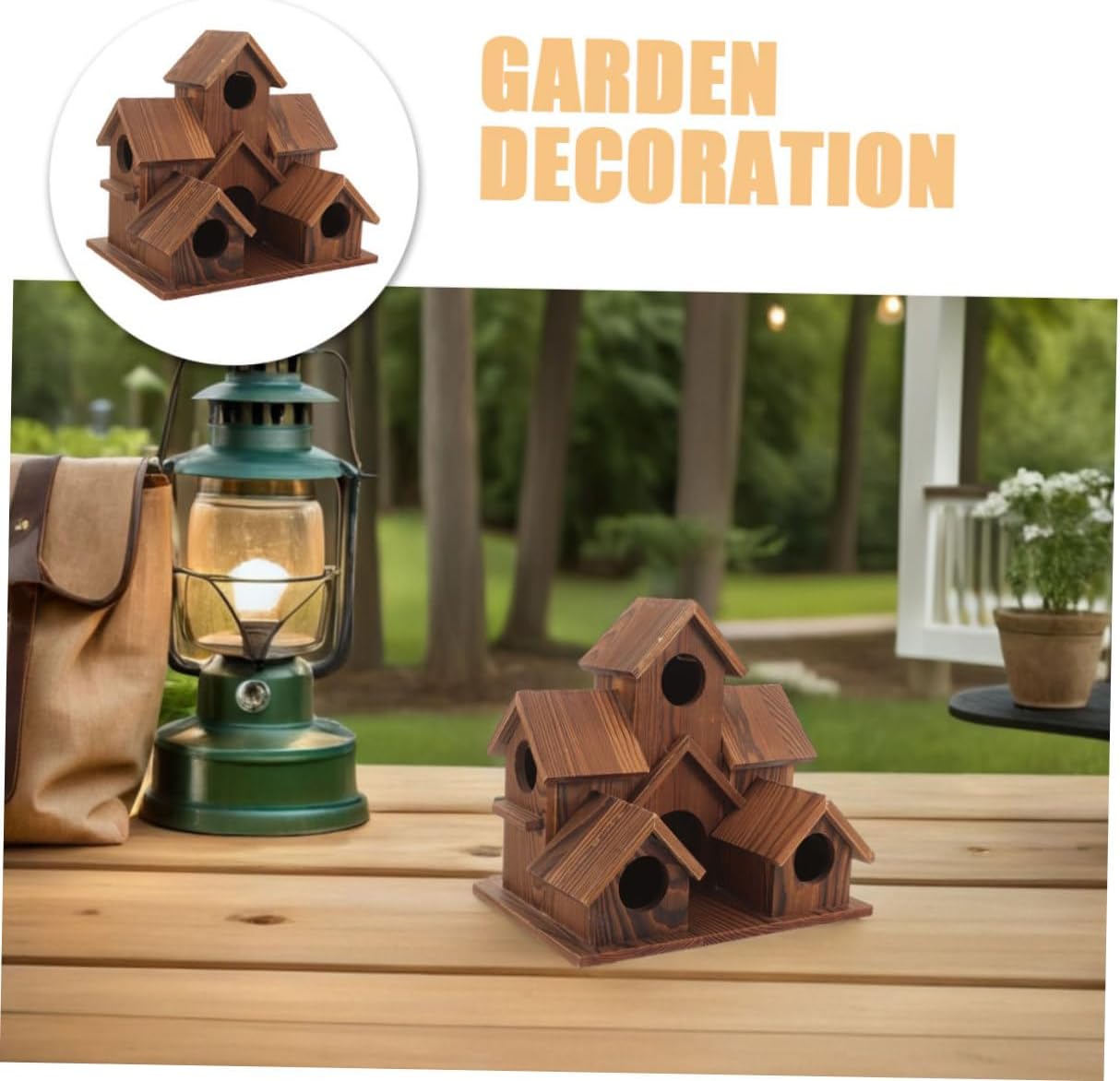 TEHAUX 2pcs Rustic Wooden Birdhouse for Outdoor Hanging, Wild Bird Nesting Box Cottage Style, Garden Wood Bird Feeder Nest Box for Backyard Wildlife Viewing