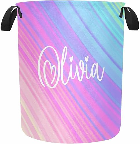 Cesta organizadora redonda impermeable personalizada con nombre para dormitorios universitarios, cuarto de baño de niños y niñas, cesta plegable