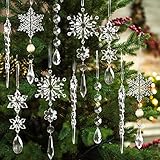 18pcs Crystal Christmas Ornaments for Christmas Tree Decorations-Hanging Acrylic Snowflake and...