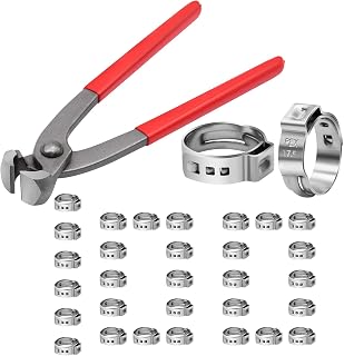 50/100/200 Pack PEX Cinch Clamps, 1/2in Clamps/ 3/4in Clamps, Stainless Steel Single Ear Hose Clamps, PEX Fitting Clamps for PEX Pipe Fittings (100×1/2"+ 1×Plier)
