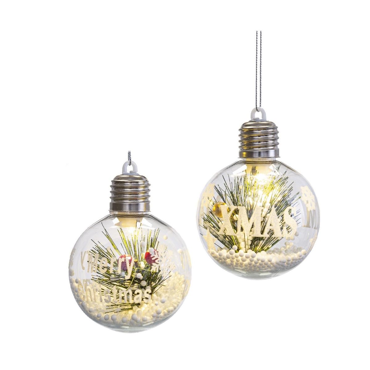 Pack 2- Bolas led para Arbol de Navidad. Bolas con luz Efecto Nieve. Adorno navideño Moderno