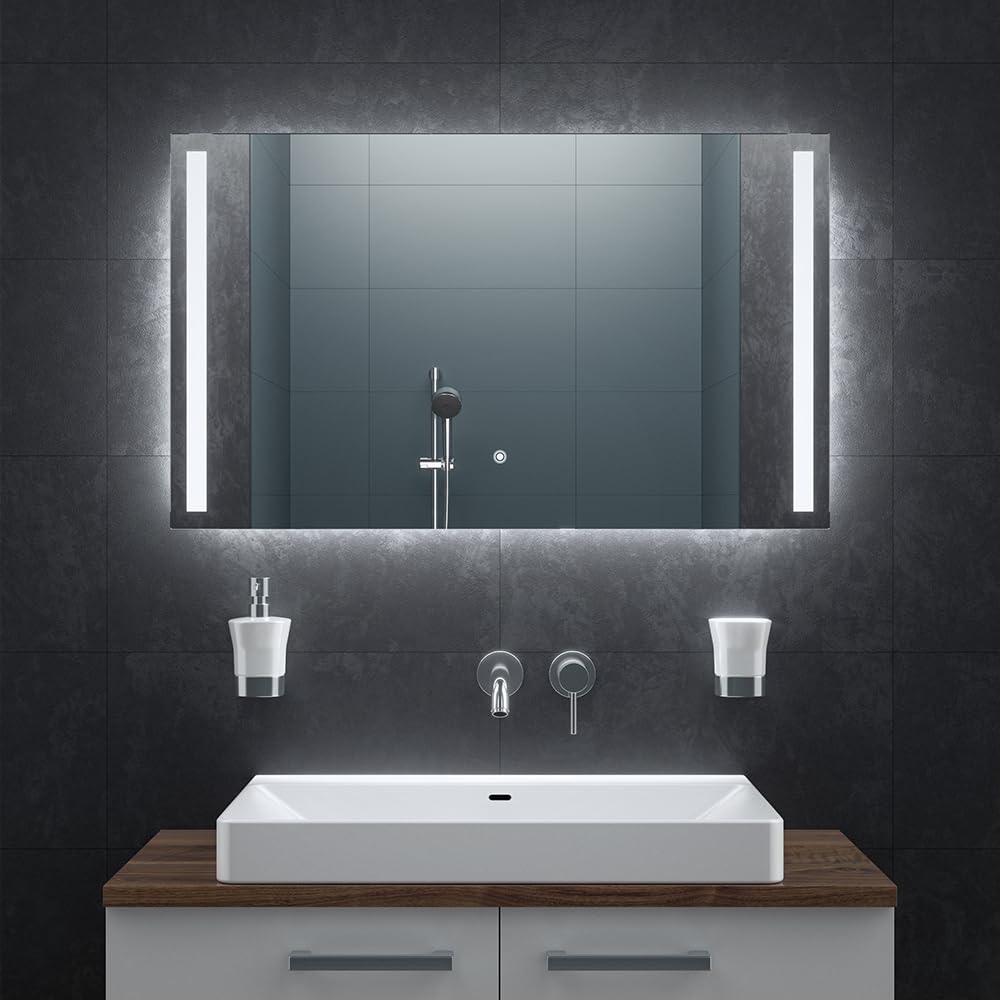 BR Bringer Badspiegel 60x80 cm LED Spiegel mit Beleuchtung und Anti-Beschlag