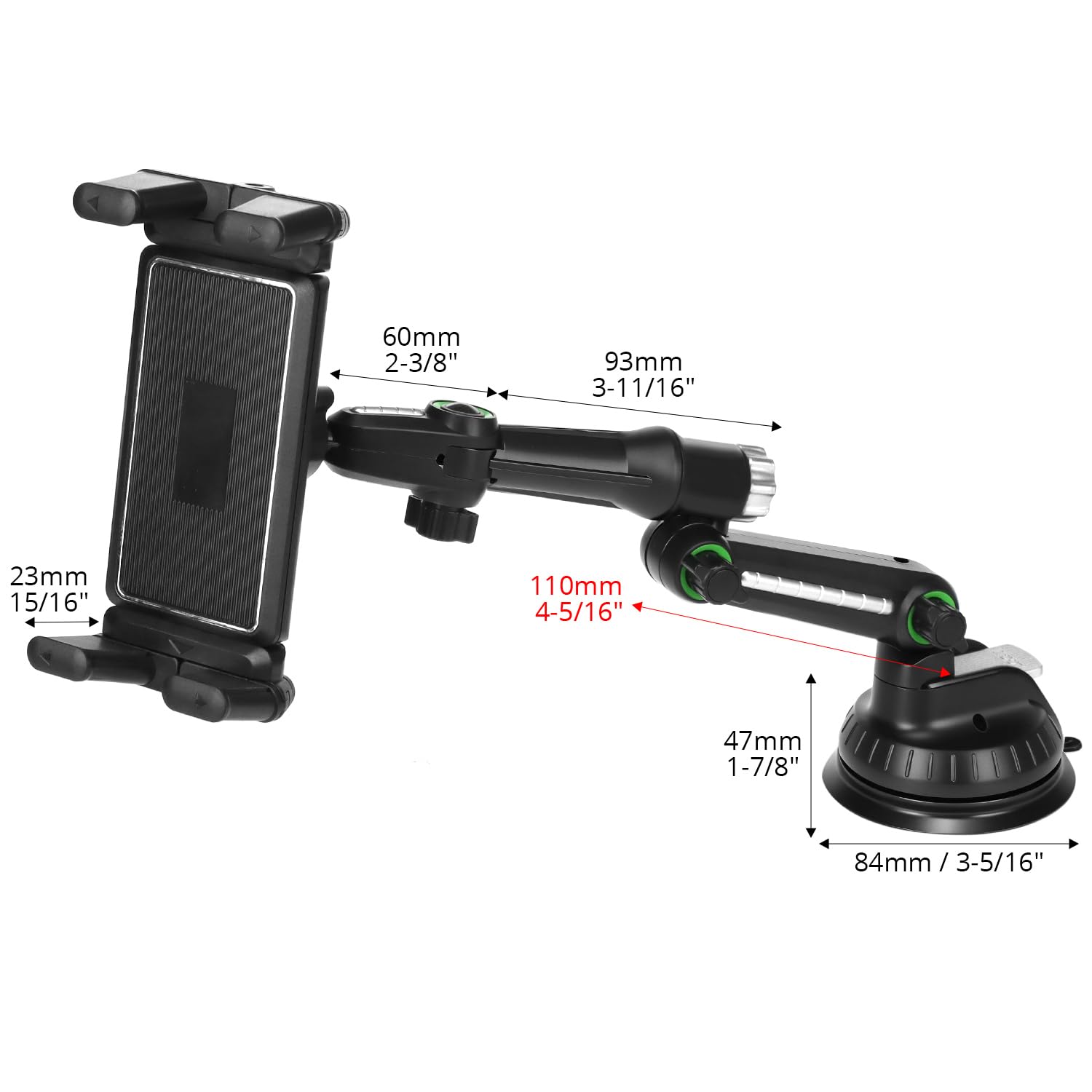 QWORK Universale supporto auto con ventosa, per tablet e smartphone 5-15"