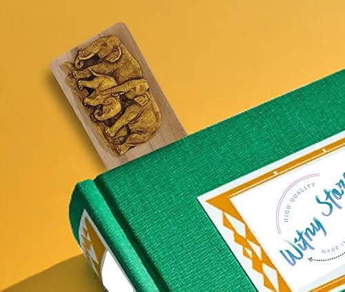 Vista 33 de WitnyStore Marcapáginas de madera tallada de 7 pulgadas de largo, elefante para papá y bebé, hecho a mano, accesorio de artesanía de madera único