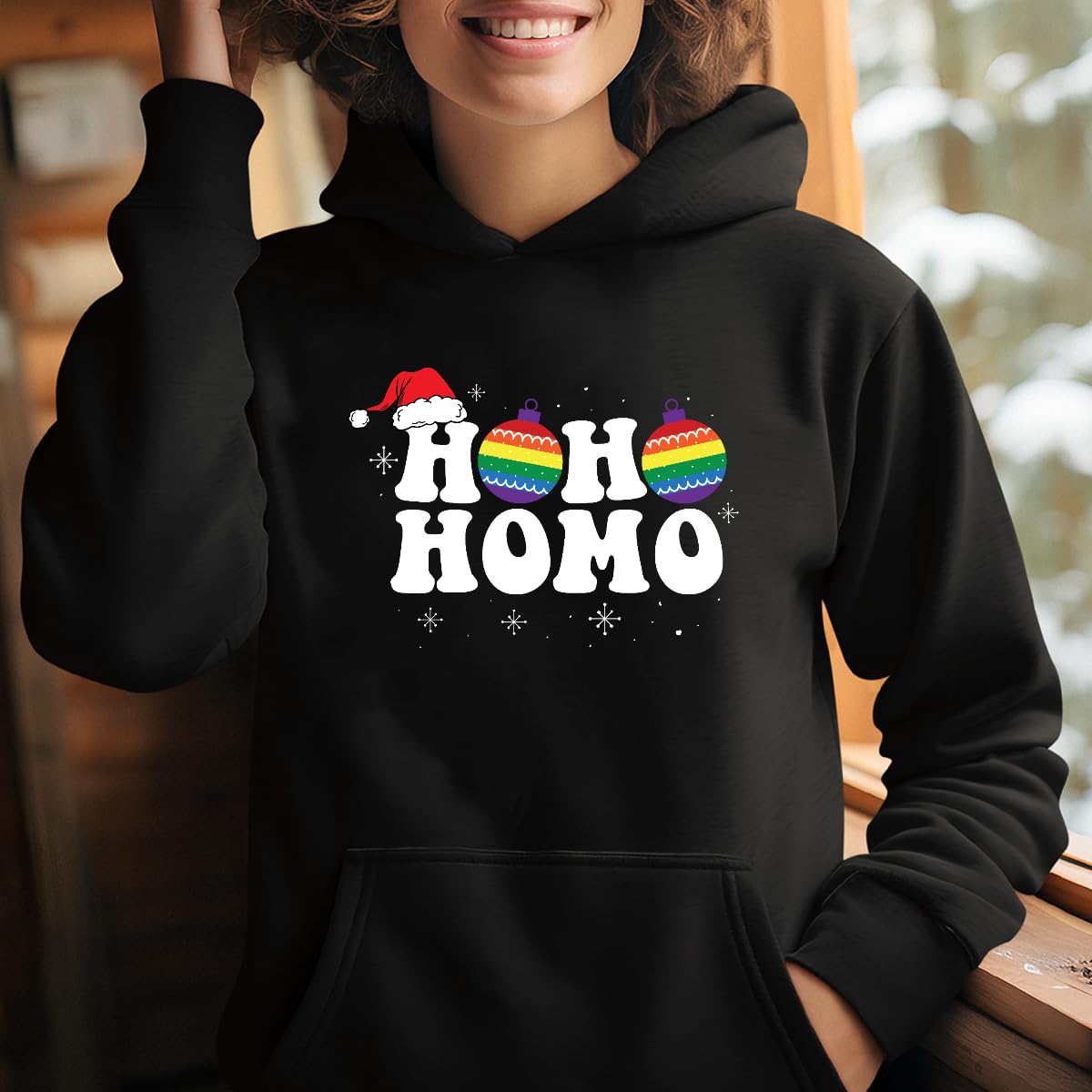 LGBT Gay Arcobaleno Ho Ho Homo Christmas - Maglione natalizio