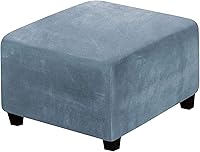 Vista 9 de ADPON Fundas otomanas cuadradas de terciopelo para otomanas, fundas protectoras para reposapiés cuadrados, fundas protectoras para taburetes de Gris