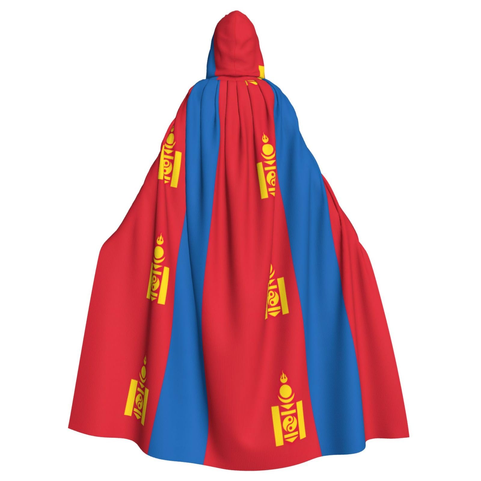 Cape drapeau mongol imprimée avec capuche profonde, costume de cosplay fluide et léger - 8
