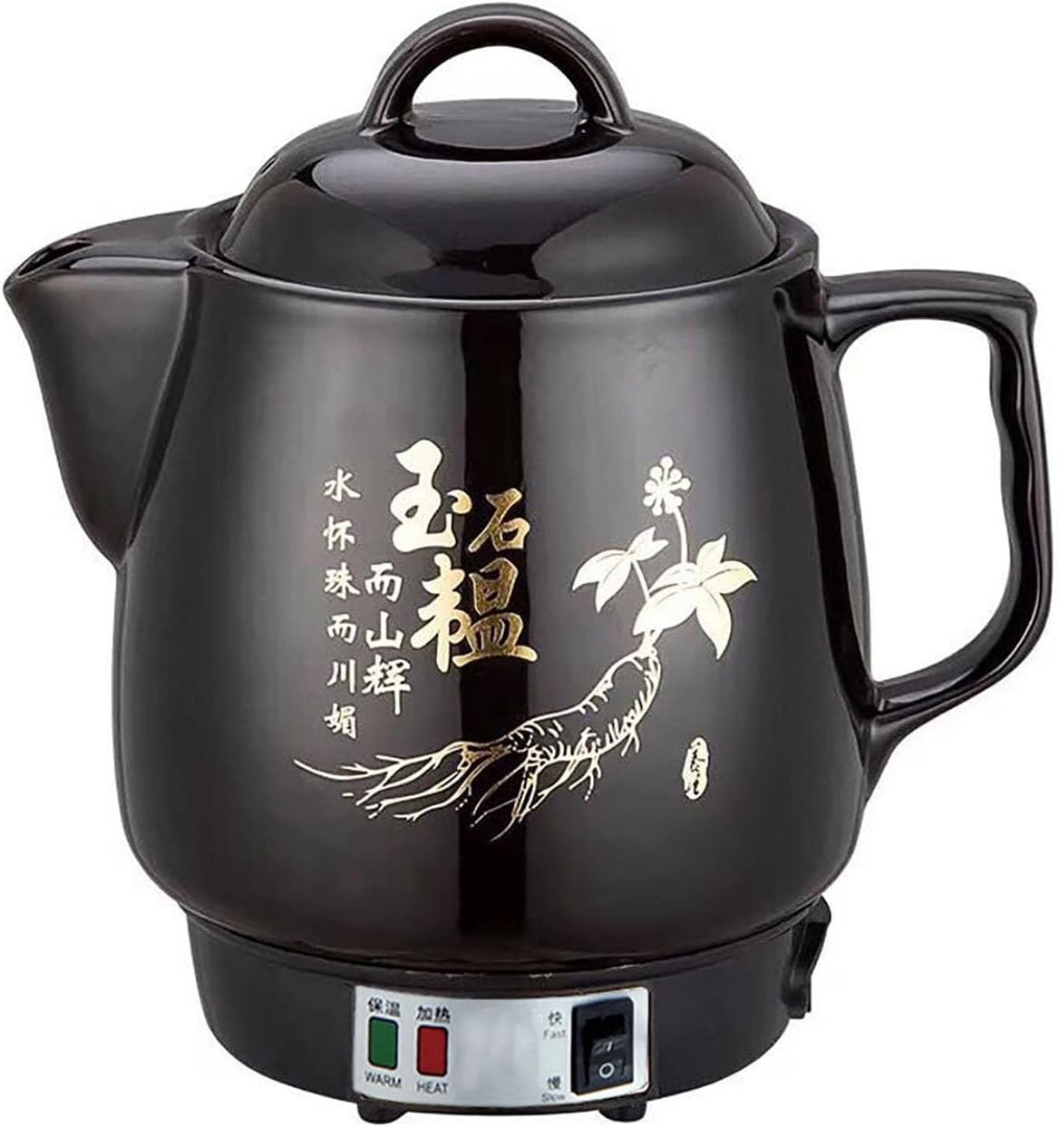 4L Automatic Electric Chinese Medicine Pot Ceramic Herbal Decoction Cooker with Intelligent Temperature Control Audible Reminder Heat Preservation Health Pot (Black)