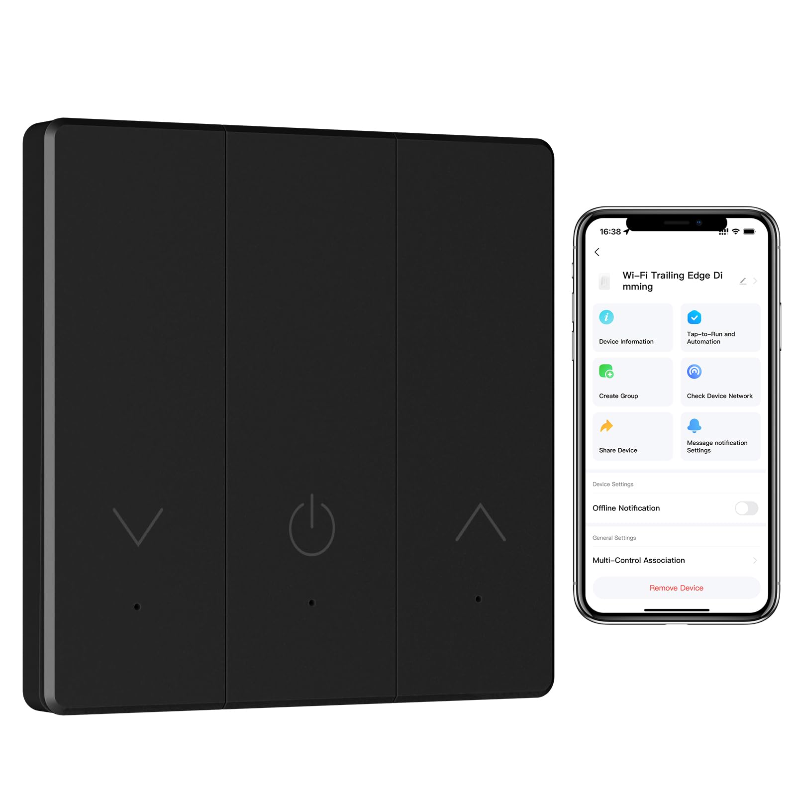 BSEED Smart Dimmer Switch 0-100% Dimming,Trailing Edge Dimmer 1 Way 2.4GHz WiFi,Works with Alexa,Google Home,Compatible with Dimmable LED,Halogen,Incandescent Lights,Black